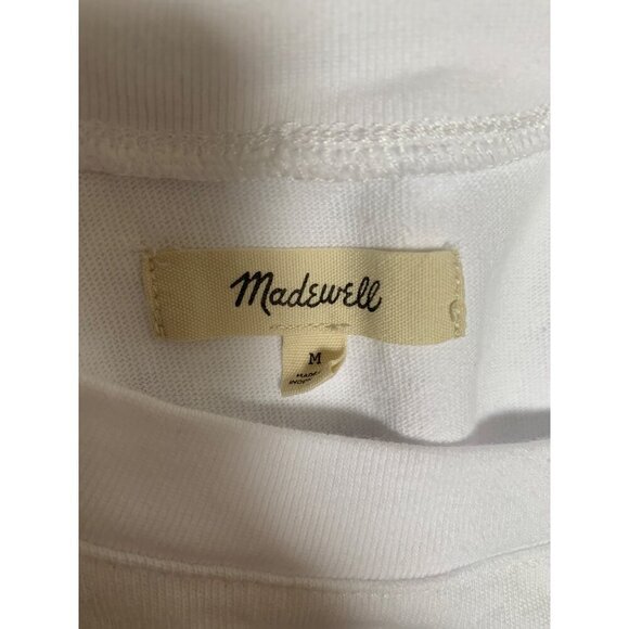 Madewell Womens White Boxy Cropped T-Shirt Top Medium 100% Cotton - Picture 3 of 4